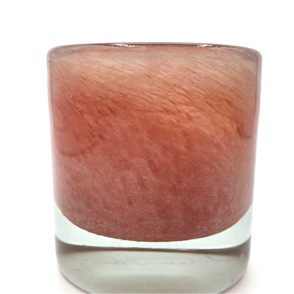 Henry Dean Belgium Art Glass Votive Candle Holder Signed Rosewood/Marsala Red